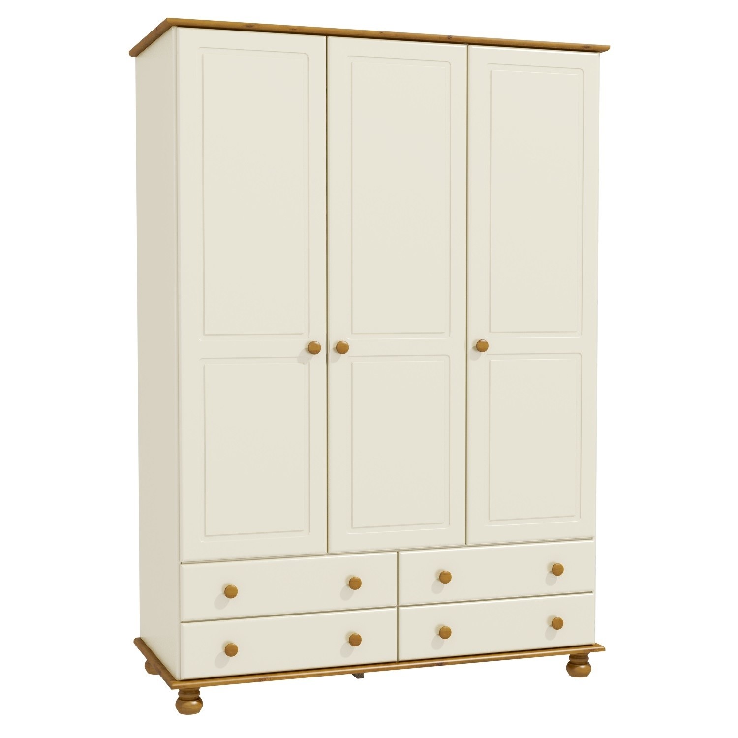 Read more about Cream and pine painted 3 door triple wardrobe with drawers hamilton